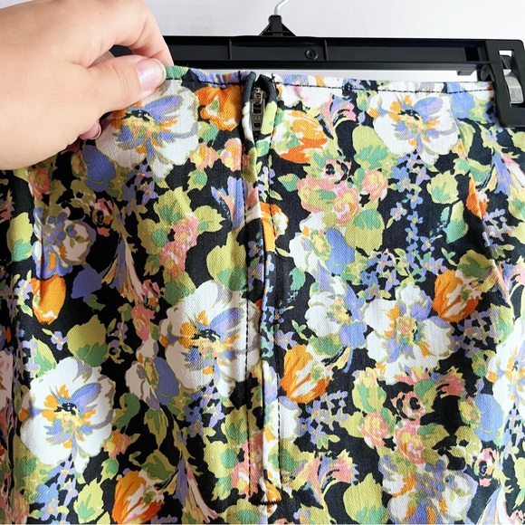 Wild Fable Floral Notch Front Seamed Mini Skirt Denim Jean Target Women 14 NEW - Picture 6 of 8